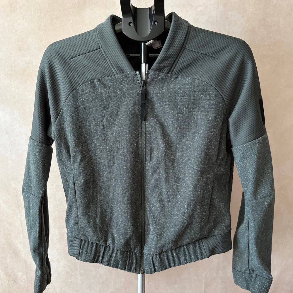 Adidas Mix-up Full-Zip Bomber Track Jacket Grey Green Women's Small